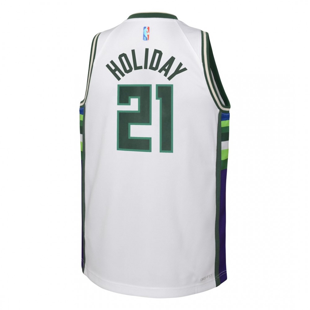 Men's Milwaukee Bucks Jrue Holiday #21 White 2021/22 Swingman NBA Jersey - City Edition-Pro Kit Vault | Brand New 26/27 Sports Jerseys